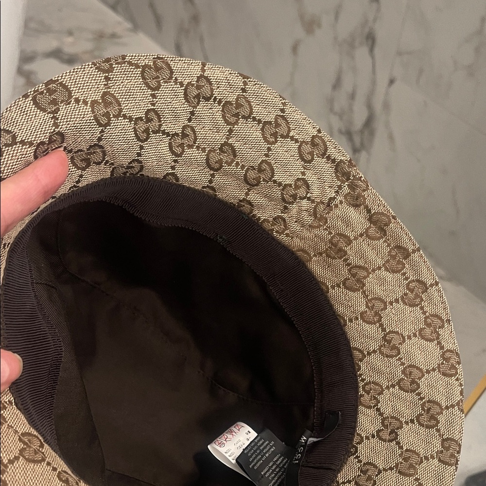 Gucci Beige and Brown Monogram Bucket Hat - Picture 3 of 9